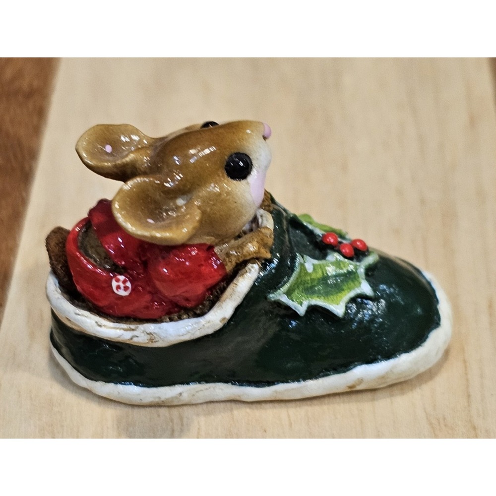 Wee Forest Folk M-166 Chris-Mouse Slipper Retired Signed AP, No WFF Box 1990 - Picture 7 of 10